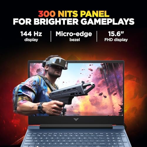 Image of HP Victus AMD Ryzen 5 Hexa Core 8645HS - (16 GB /512 GB SSD /Windows 11 Home /4 GB Graphics /NVIDIA GeForce RTX 2050 /144 Hz) fb3003AX Gaming Laptop (15.6 inch, Blue, 2.29 Kg, with MS Office)
