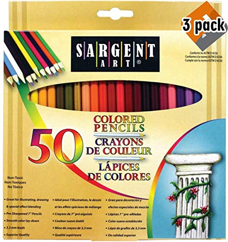 Sargent Art Premium Coloring Pencils, Pack of 50 Assorted Colors, 22-7251 - 3 Pack