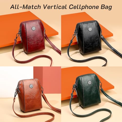 All-match Vertical Cellphone Bag,Crossbody Leather Shoulder Bags and Clutches,Crossbody Handbags Retro Messenger Bag2