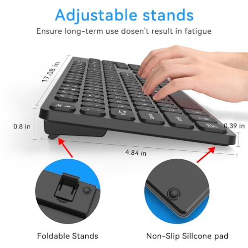 Image of Rechargeable Wireless Keyboard for Mac and Windows, Ultra Slim 2.4GHz Full-Size Keyboard with Low-Profile Quiet Keys, Compatible with PC, Laptop, Windows 11 /10 /8 /7 (Black)