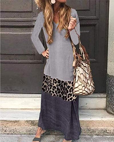 Minetom Femmes Robe De Plage Longue Carte Imprimée Manche Longues Été Boho Maxi Grande Taille Sans Manche Robe De Vacances A Bleu XS