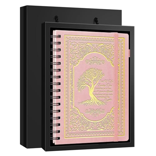 Carnet A5 arbre à spirales rose cuir fini l'encre qui traverse avec le papier 80g/m2