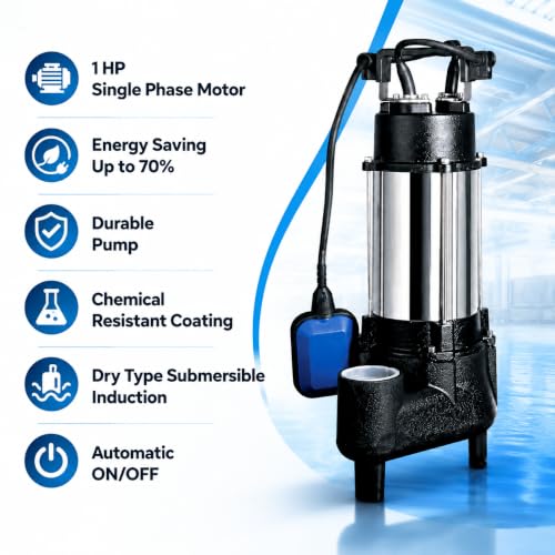 Image of V-Guard Industries Ltd Automatic, 1 Hp Single Phase, Electric Submersible Utility Drainage Water Pump (Multicolour), Corded Electric| water pump 1 hp