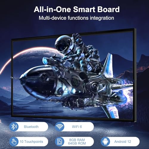 Image of Smart Board, 49 inch Digital Whiteboard with 8-Core CPU, Electronic Smartboard for Classroom Office Home, Screen Mirroring from Android 12 and iOS for Live Streaming (Board Only)