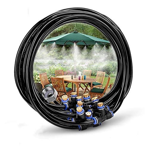 FWKTG Sprühnebel Kühlung Terrasse Garten Gewächshaus Pavillon Wasserzerstäuber, Wasser Cooling Sprinkler System mit Metalldüsen, Bewässerungssystem für Rasen, Blume, Outdoor, Trampolin für Wasserpark Cover