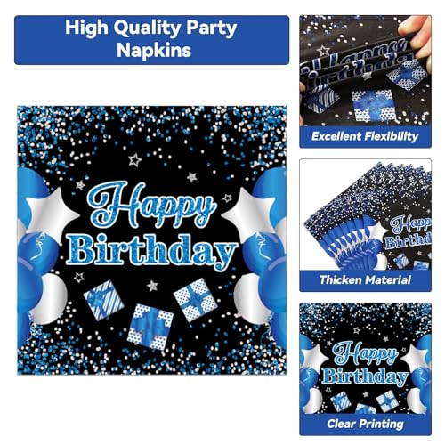 Image of 100 Pcs 13th Birthday Decorations for Boys Official Teen 13th Supplies Plates Napkins Forks Set Disposable Blue 13th Birthday Tableware Paper Plates Dinnerware for Kids Teenager Favors Serve 25
