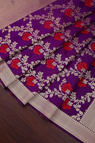 Image of DEVANGI Women's Woven Jacquard Banarasi Silk Printed Dupatta /Chunni with Meena Work, Width 1 Meter, Length 2.5 Meter