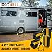 HOXWELL Wheel Chocks (2pair/4pack with Rope) for RV Trailer Camper Truck Car Aircraft, Versatile Heavy Duty Rubber Wheel Chocks Block with 3 Reflective Strips, Tire Wheel Immobilizers & Chocks