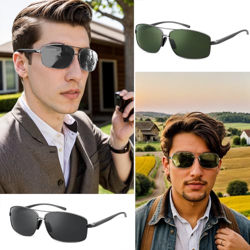 Polarized Rectangle Sunglasses for Men Women UV400 Protection Adjustable Rectangular Driving Glasses Ultra Lightweight3