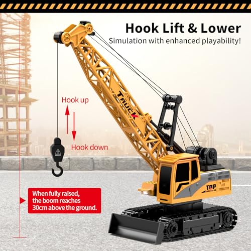 Image of Dwi Dowellin Remote Control Crawler Crane for Boys,11-Channel 2.4GHz RC Construction Crane Toy for Kids Age 3 4-7 8 9 10 Year Old