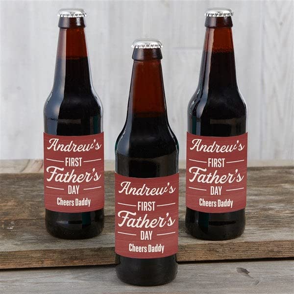 Personalization Universe Daddy's First Father's Day Custom Beer Bottle Labels - Unique Dad Birthday Gift, Perfect for Father's Day Celebrations, Personalized Beer Labels For Dads
