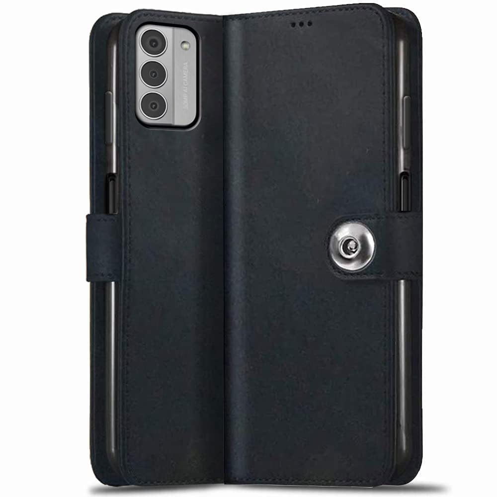 TheGiftKart Genuine Leather Finish Flip Back Cover Case for Nokia G42 5G | Inbuilt Pockets & Stand | Wallet Style | Designer Button Magnet Flip Cover Back Case for Nokia G42 5G (Black) (B0CJ6K1G8B) Amazon Price History, Amazon Price Tracker
