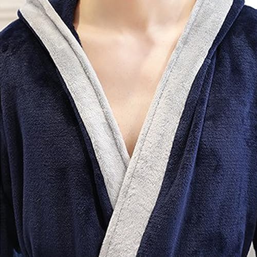 Mens Robe with Hood, Plush Fleece Hooded Mens Bathrobe, Big and Tall Bath Robe for Men Soft Flannel Warmth Sleepwear4