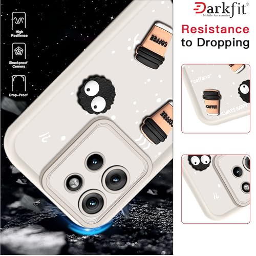 Image of Back Case Cover Compatible with Motorola Edge 50 Neo | Cute Fun Cartoon Ball 3D Coffee Silicone Case | Body Protection | Camera Protection | Shock Proof | Color White | Pack of 1