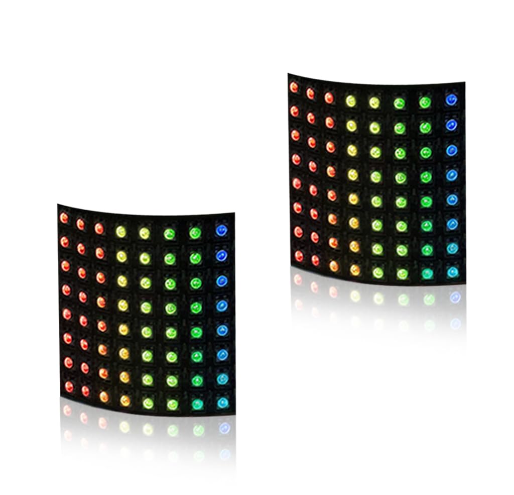 (2 Pack) WS2812B LED Matrix Panel, 8x8 64 Pixel RGB 5050SMD Individually Addressable IC MagicRGB Dream Full Color Flexible FPCB Work with K1000C for Image Video Text Display - DC5V