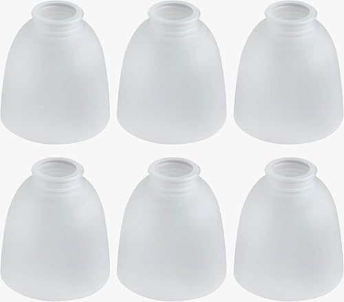 Paquete de 6 reemplazos de pantalla de vidrio, cubiertas de luz de ventilador de techo, de lino blanco, globos de vidrio esmerilado, pantallas para