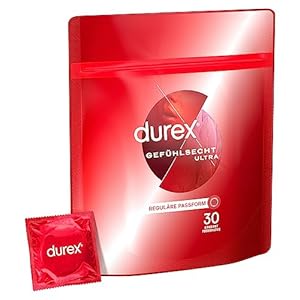 Durex Gefühlsecht Ultra Kondome – Extra dünne Spitze & mit Silikongleitgel befeuchtet – 30er Pack (1 x 30 Stück)