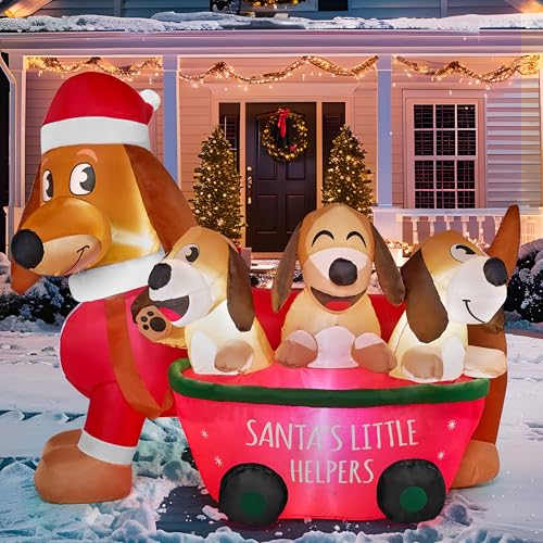 Joiedomi 5 FT Long Christmas Puppy Inflatable with Built-in LEDs, Self-Inflatable for Dachshund Blow Up Yard Decoration Xmas Party Indoor, Outdoor Yard Garden, Lawn Winter Décor