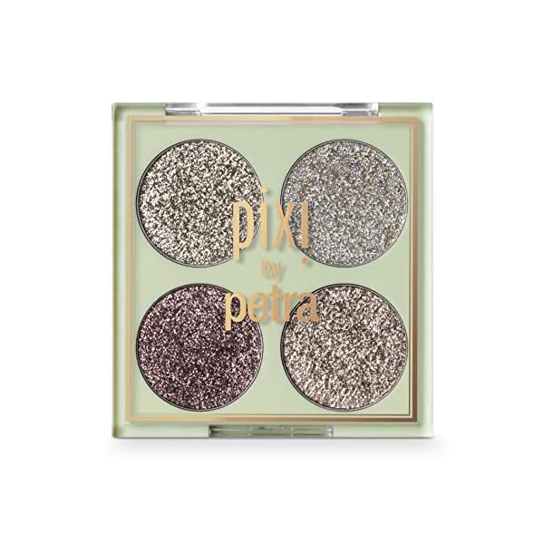 Pixi Beauty Glitter-y Eye Quad - GoldLava | Four Pressed Glitter Eyeshadow Shades | Castor Oil & Vitamin E Infused Eye…