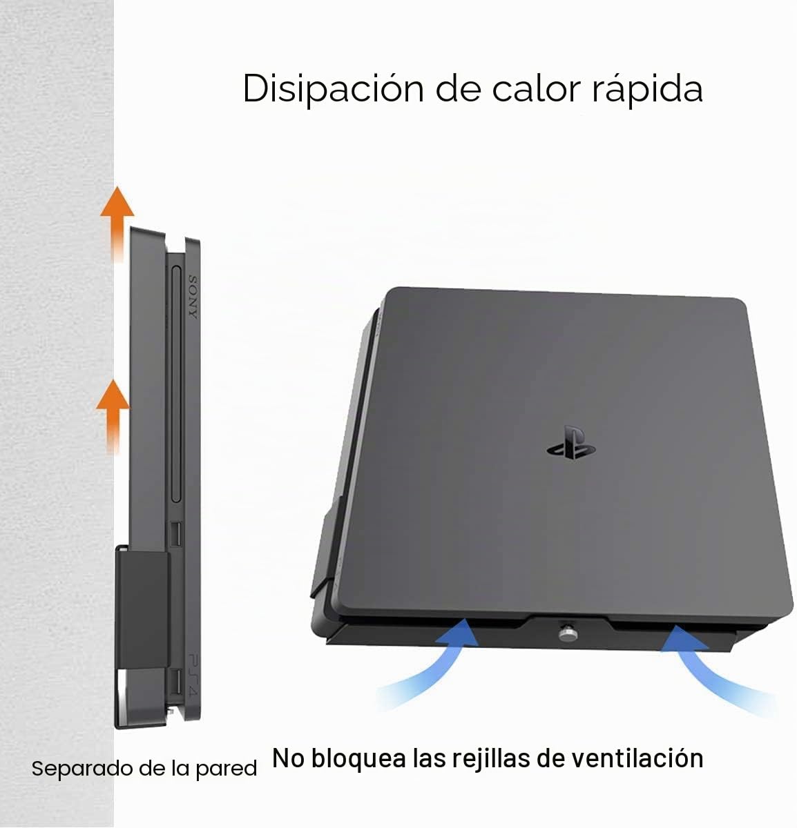 Monzlteck Soporte de Pared para PS-4 Slim, Cerca o detrás de TV, Ahorro de Espacio, Personalizado para Adaptarse Perfectamente a PlayStation4 Slim, fácil de Instalar