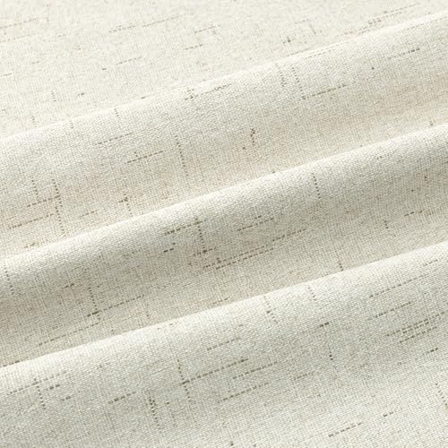 Image of 100% Blackout Linen Textured Curtains for Bedroom Full Light Blocking Room Darkening Bronze Grommet Window Drapes Thermal Insulated Energy Efficient Home Decor 52x72 Natural (2 Panels)