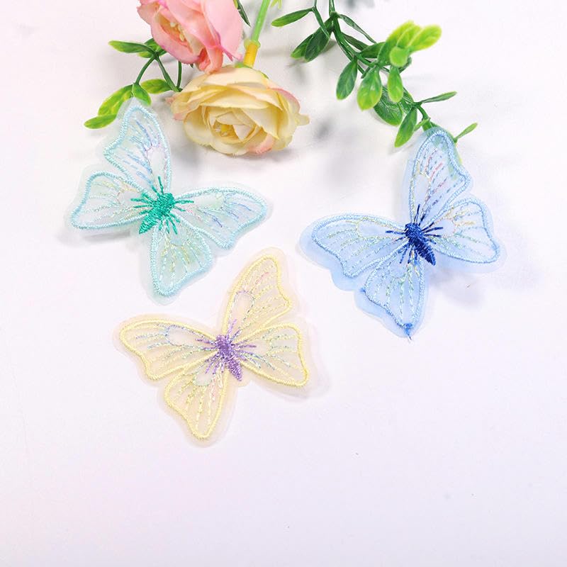 Parches de Bordado 50 Parches Bordados de Mariposa 5 x 4 cm, Apliques Encaje for Planchar en Ropa, Grandes for Coser Vaqueros y Chaquetas(White)