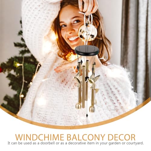 Campanas de viento de colibrí sonoras de metal para patio e interiores 8