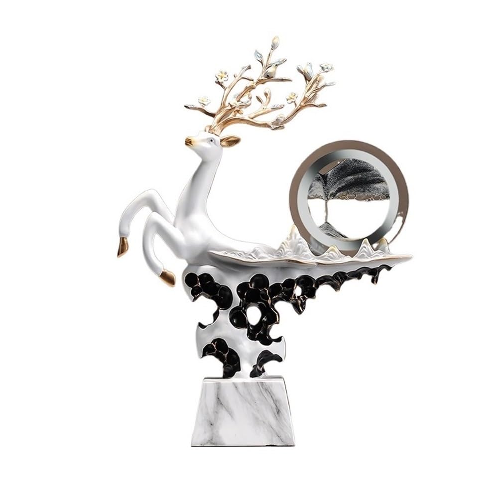WQQYU6HKF Table Decorations Light Luxury Decorative Ornaments Wine Cabinet Living Room Porch Deer Sculpture Housewarming Gift Art Statue(Gris)