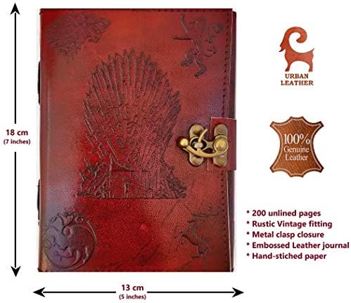 Urban Leather Game of Thrones Vintage Journal for Men Women, Drawing Sketchbook Scrapbook Writing Notebook for Boys Girls, Blank Unlined Pages