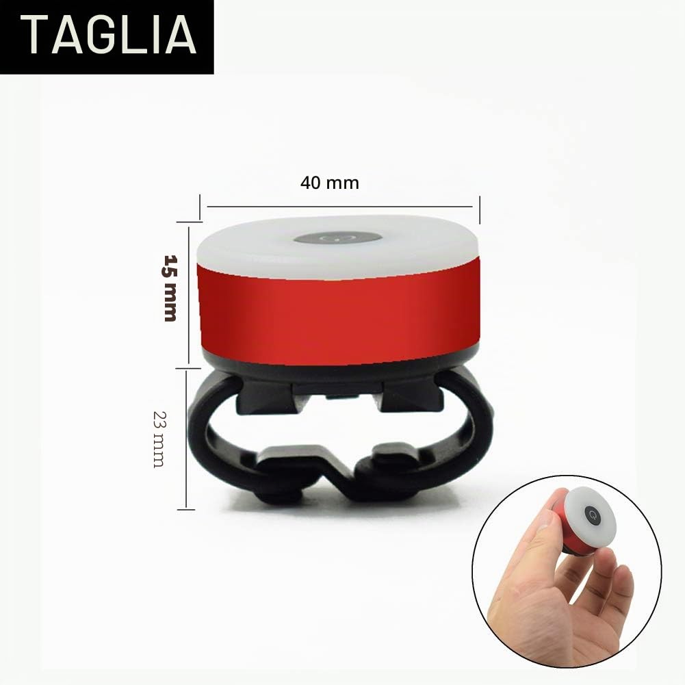 WASAGA Luce Posteriore per Bicicletta, LED USB Ricaricabile Impermeabile Avvertimento 5 modalità Luce Posteriore