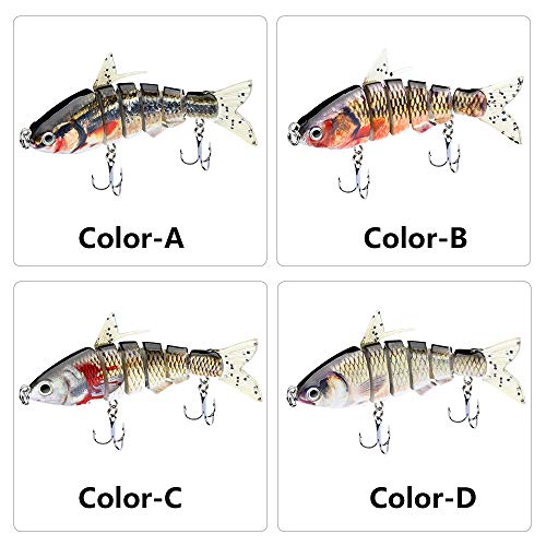Fishing Lures For Bass 3.7In/0.6Oz Multi Jointed Swimbaits Slow Sinking Bionic Swimming Lures Freshwater/Saltwater Bass Fishing Lures Kit Lifelike #TOP4