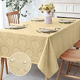 Romanstile Spring Jacquard Rectangle Tablecloth - Waterproof Elegant Vienna Damask Pattern Table Clo