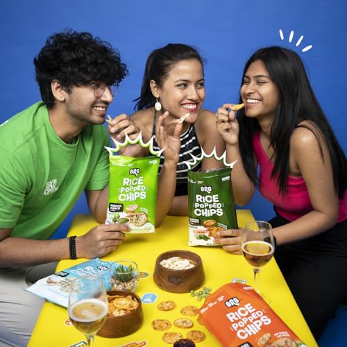 Image of BRB Rice Popped Chips | Jalapeno & Tomato Flavour | Not Fried. Not Baked | High Protein | 50% Less Oil, No Palm Oil, Healthy Snack | 48g /54g Pack (weight may vary)