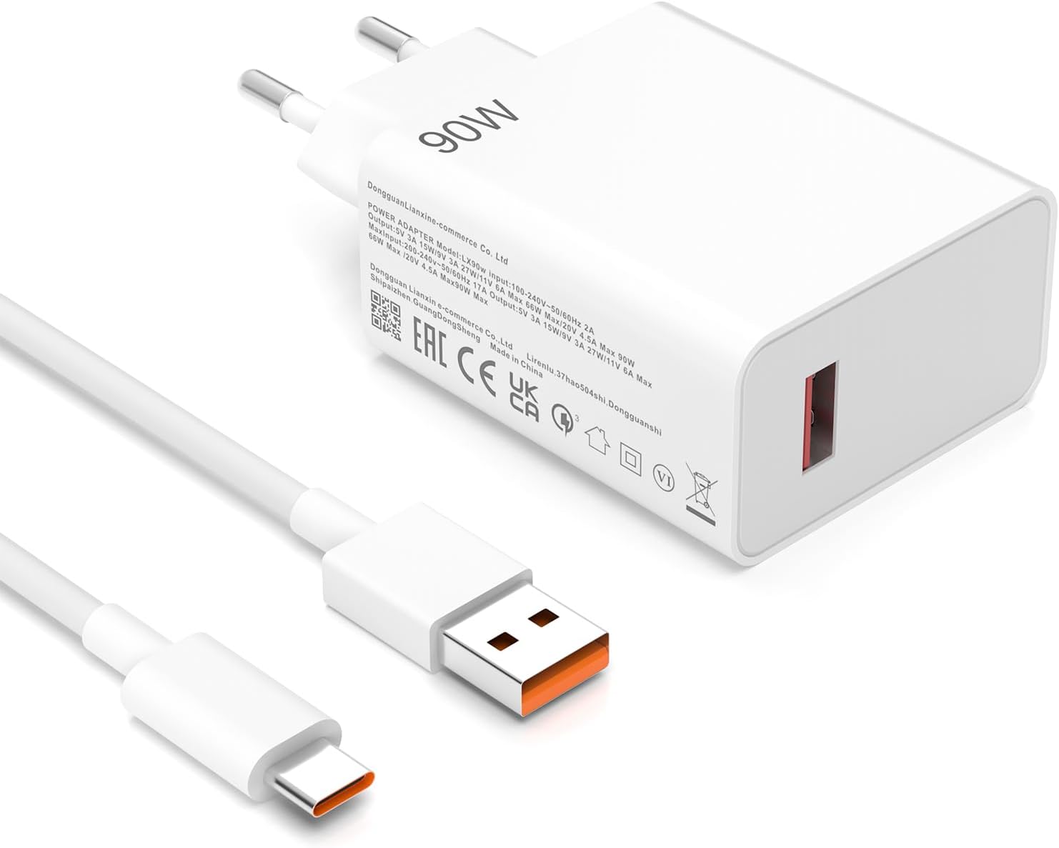 90 W USB C Charger Power Supply for Xiaomi 17 Ultra 15TPro with 1 m