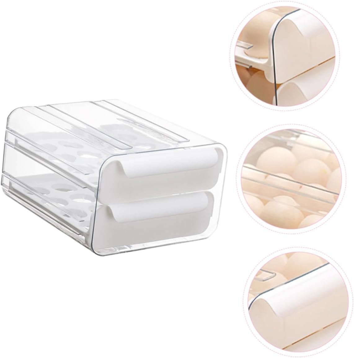 Luxshiny Compartment Egg Container Refrigerator Egg Organizers Drawer Style Kitchen Must Have Fridge Organization Easy Access Tray
