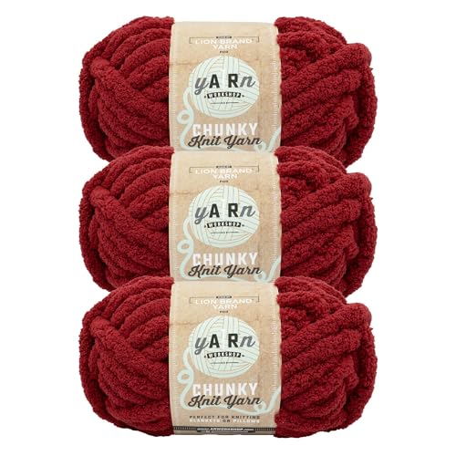 Lion Brand Yarn, AR Workshop Chunky Knit Yarn, Cordial, Red, 3 Pack