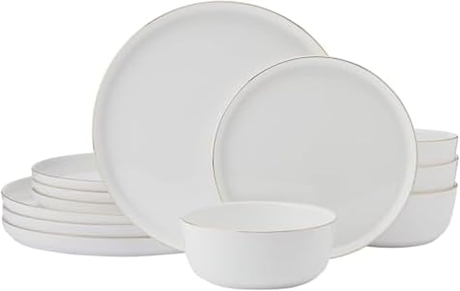 Mikasa Samantha Gold Bone China Chip Resistant 12 Piece Dinnerware Set, Servie for 4