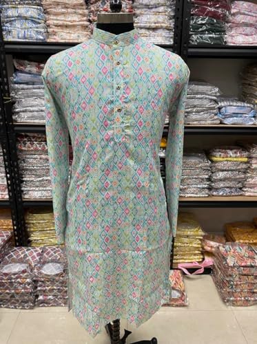 Image of FOXDX Men's Traditional Cotton Floral Printed Only Kurta