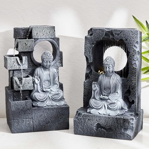 Image of Home Centre Corsica Alpine Polyresin Buddha Fountain - 26x18x44cm