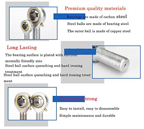 Smartsails (2Pcs) Posb6 Rod End Bearings 3/8-Inch Bore Pre-Lubricated Bearings 3/8-24 Male Thread Right Hand #TOP5
