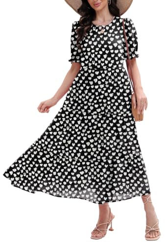 Image of Women's Maxi Dress Casual Loose Fit Tiered A-Line Flowy Summer Dress with Pockets