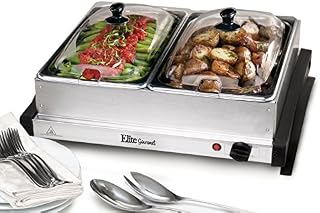 Elite Gourmet EWM-6122 Dual Server Food Warmer, Adjustable Temp For For Parties