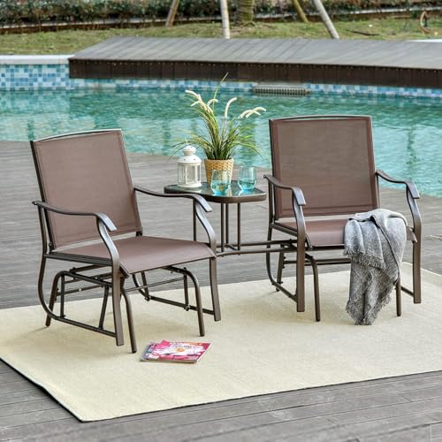 Outdoor Glider Bench&Chair, X&T 2 Person Patio Double Glider Rocker