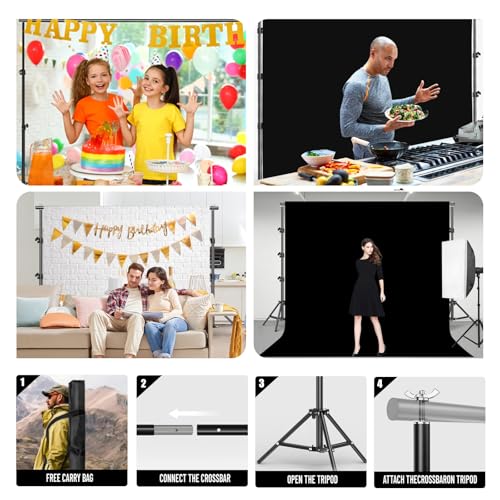 Soporte fondo fotográfico ajustable 8.5x10 ft con pantalla negra 10x12 ft miniatura 6