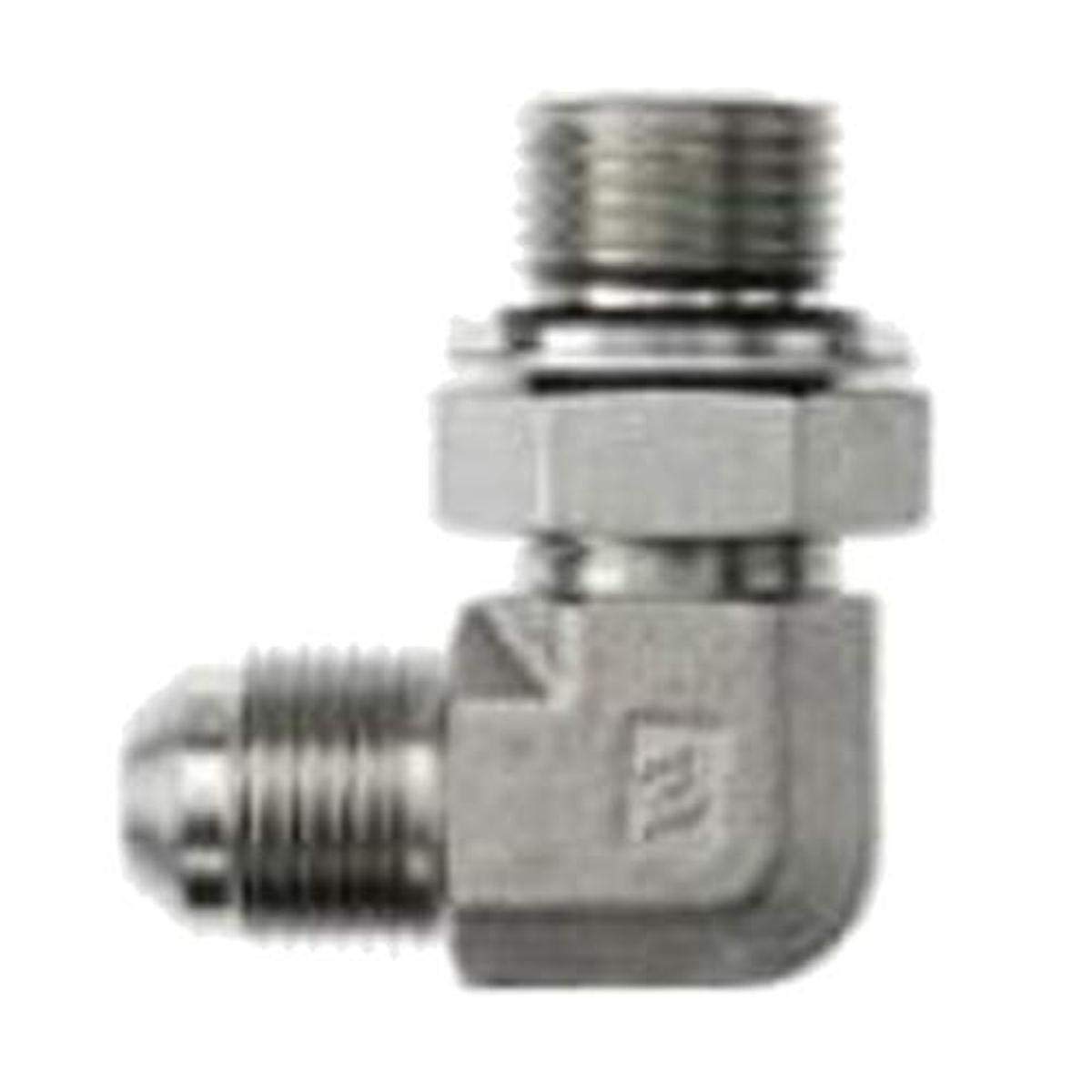 Brennan Industries 7202-06-06-NWO-FG Forged Steel 90 Degree Elbow Conversion Adapter Fitting, 9/16"-18 Male JIC x 3/8-19 Male BSPP Swivel Adjustable