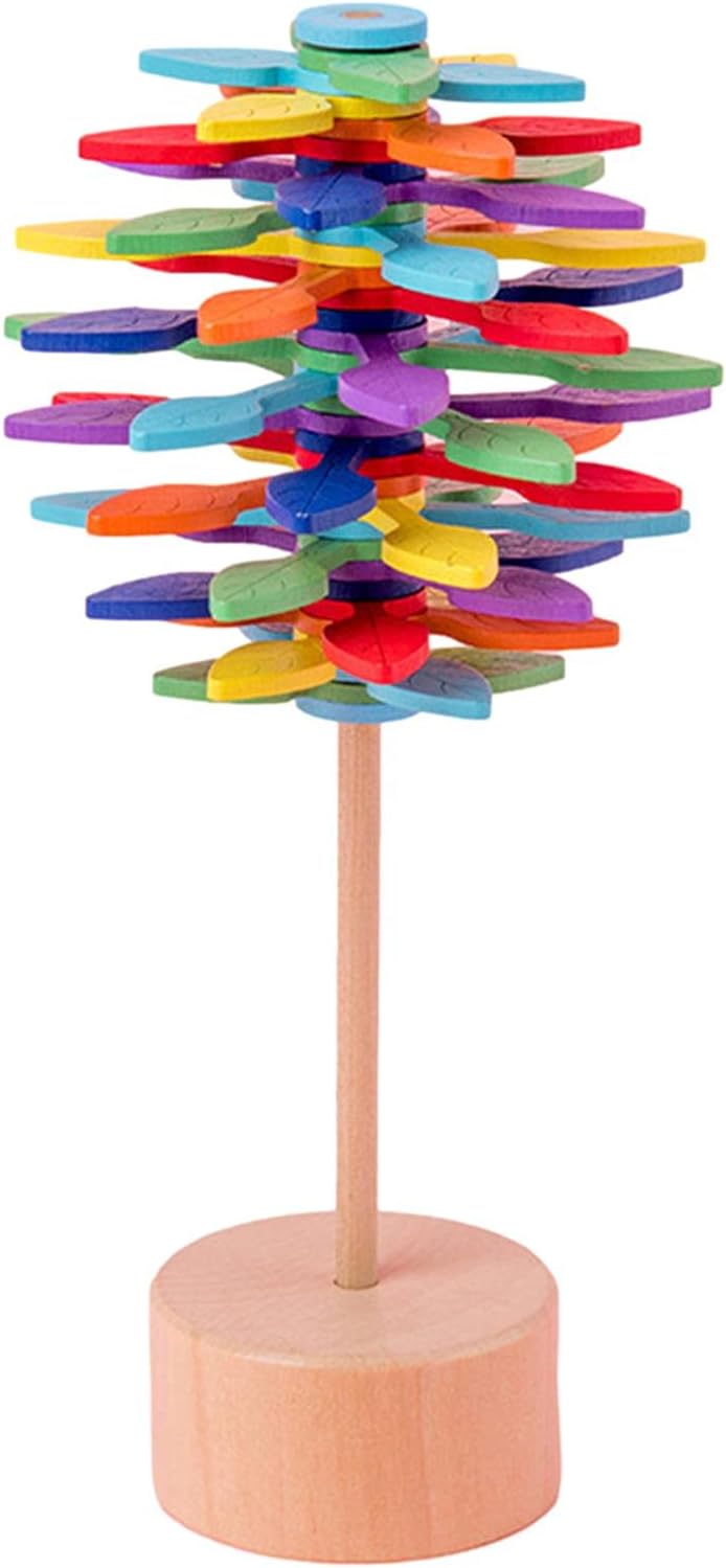 Wooden Spiral Lollipop, Anxiety Stress Relif Toy for Kids Adults, Spinning Magic Wand Toy Decompression Kit, Fibonacci Se-quence Toy, Home Office Desktop Decoration, For Boy Girl Child