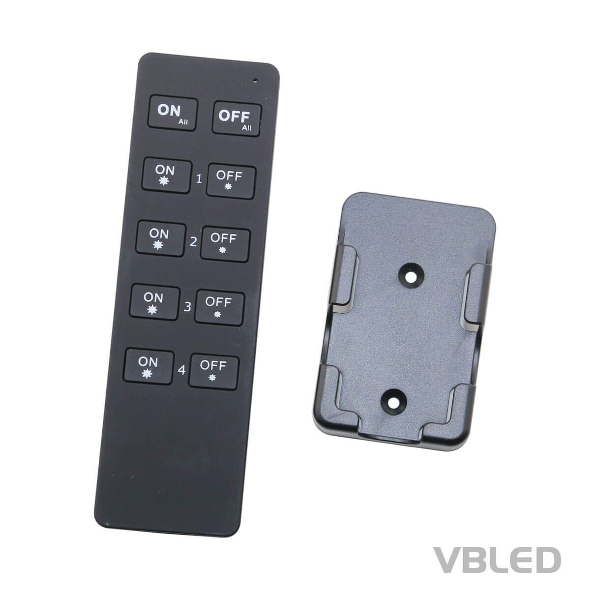 VBLED© "INATUS" SET - Funk Dimmer 12-48V DC incl 4-Kanal Fernbedienung IP20 8A 12V DC = bis 96W / 24V DC = bis 192W