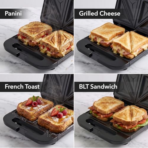 OVENTE Electric Sandwich Maker, 750W Non-Stick Plates, Black GPS401B