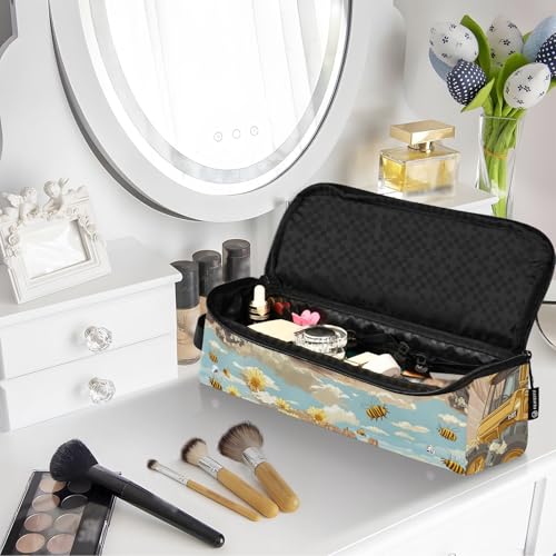 Bolsa de viaje para herramientas de cabello con tapete resistente al calor y organizador impermeable para planchas y rizadores, diseño de camión de construcción Bulldozer Desert miniatura 7