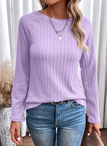 Image of Dokotoo Womens Tops Long Sleeve Lightweight Shirts 2026 Spring Fashion Clothing Trendy Tops Crewneck Knit Basic Tee